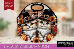 Cute Cat Lunch Bag - Thanksgiving Lunch Bug PNG Sublimation Product Image 1