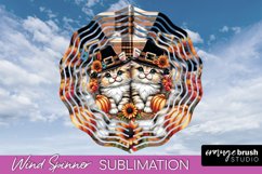 Thanksgiving Wind Spinner - Cat Wind Spinner Sublimation PNG Product Image 1