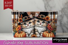 Cute Cat Cosmetic Bag - Thanksgiving Makeup Bag PNG Product Image 1