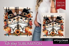 Cute Cat Tote Bag - Thanksgiving Tote Bag PNG Sublimation Product Image 1