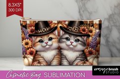 Cute Cat Cosmetic Bag - Thanksgiving Makeup Bag PNG Product Image 1