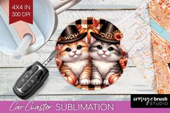 Cute Cat Car Coaster - Thanksgiving Coaster PNG Sublimation Product Image 1