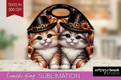 Cute Cat Lunch Bag - Thanksgiving Lunch Bug PNG Sublimation Product Image 1