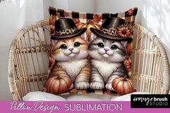 Fall Pillow Cover - Autumn Cute Cat Pillow Sublimation Product Image 1