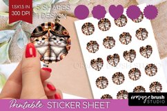Cute Cat Round Sticker - Thanksgiving Printable Sticker Product Image 1