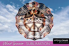Thanksgiving Wind Spinner - Cat Wind Spinner Sublimation PNG Product Image 1