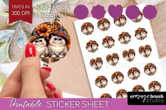 Cute Cat Round Sticker - Thanksgiving Printable Sticker Product Image 1