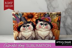 Cute Cat Cosmetic Bag - Thanksgiving Makeup Bag PNG Product Image 1