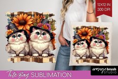 Cute Cat Tote Bag - Thanksgiving Tote Bag PNG Sublimation Product Image 1