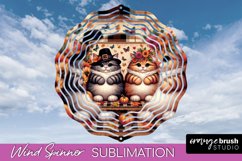 Thanksgiving Wind Spinner - Cat Wind Spinner Sublimation PNG Product Image 1