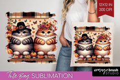 Cute Cat Tote Bag - Thanksgiving Tote Bag PNG Sublimation Product Image 1