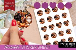Cute Cat Round Sticker - Thanksgiving Printable Sticker Product Image 1