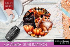 Cute Cat Car Coaster - Thanksgiving Coaster PNG Sublimation Product Image 1