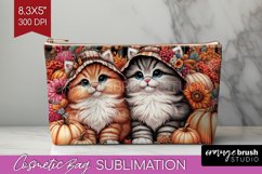 Cute Cat Cosmetic Bag - Thanksgiving Makeup Bag PNG Product Image 1