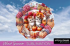 Thanksgiving Wind Spinner - Cat Wind Spinner Sublimation PNG Product Image 1