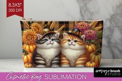 Cute Cat Cosmetic Bag - Thanksgiving Makeup Bag PNG Product Image 1
