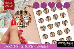 Cute Cat Round Sticker - Thanksgiving Printable Sticker Product Image 1