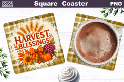 Thanksgiving Square Coaster | Harvest Blessings Sublimation Product Image 1