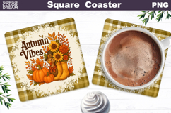 Thanksgiving Square Coaster | Autumn Vibes Sublimation Product Image 1
