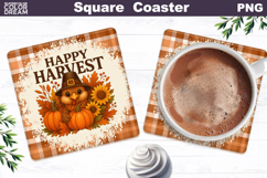 Thanksgiving Square Coaster | Happy Harvest Sublimation Product Image 1