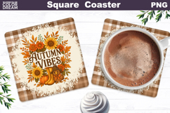Thanksgiving Square Coaster | Autumn Vibes Sublimation Product Image 1