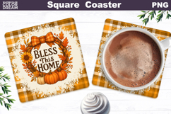 Thanksgiving Square Coaster | Bless This Home Sublimation Product Image 1