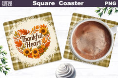 Thanksgiving Square Coaster | Thankful Heart Sublimation Product Image 1