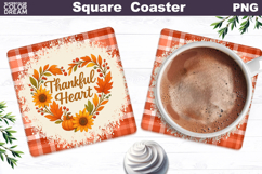 Thanksgiving Square Coaster | Thankful Heart Sublimation Product Image 1