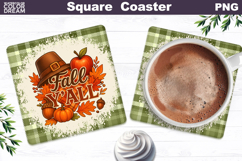 Thanksgiving Square Coaster | Fall Y&#039;all Sublimation Product Image 1