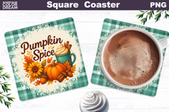 Thanksgiving Square Coaster | Pumpkin Spice Sublimation Product Image 1