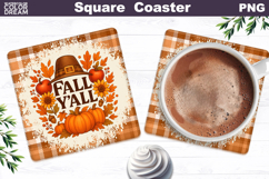Thanksgiving Square Coaster | Fall Y&#039;all Sublimation Product Image 1