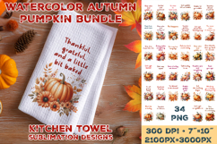Thanksgiving Floral Pumpkin Kitchen Towel Sublimation Design Product Image 1