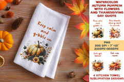 Thanksgiving Floral Pumpkin Kitchen Towel Sublimation Design Product Image 7