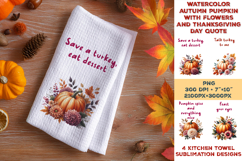 Thanksgiving Floral Pumpkin Kitchen Towel Sublimation Design Product Image 8