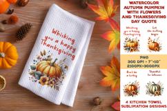 Autumn Floral Pumpkin Kitchen Towel Sublimation Design Product Image 1