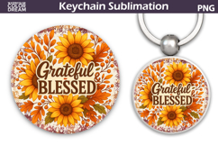 Thanksgiving Round Keychain | Fall Harvest Pumpkin Key Ring Product Image 1