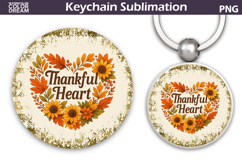 Thanksgiving Round Keychain | Fall Harvest Pumpkin Key Ring Product Image 1