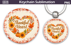 Thanksgiving Round Keychain | Fall Harvest Pumpkin Key Ring Product Image 1