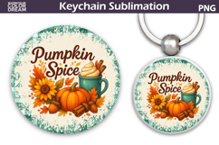 Thanksgiving Round Keychain | Fall Harvest Pumpkin Key Ring Product Image 1