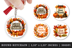 Thanksgiving round keychain pintable sublimation design png Product Image 1