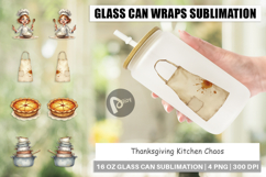 Glass Can Watercolor Thanksgiving Kitchen Chaos Product Image 1