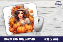 Autumn Mouse Pad Sublimation Design, Fall Pumpkins PNG Product Image 1
