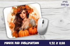 Autumn Mouse Pad Sublimation Design, Fall Pumpkins PNG Product Image 1