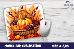 Autumn Mouse Pad Sublimation Design, Fall Pumpkins PNG Product Image 1