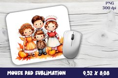Autumn Mouse Pad Sublimation Design, Fall Pumpkins PNG Product Image 1