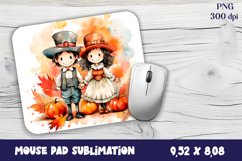 Autumn Mouse Pad Sublimation Design, Fall Pumpkins PNG Product Image 1