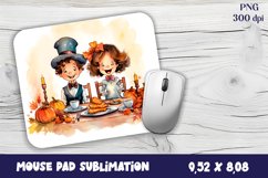 Autumn Mouse Pad Sublimation Design, Fall Pumpkins PNG Product Image 1