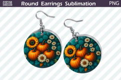 Thanksgiving Round Earrings | Pumpkin Floral Earring Product Image 1