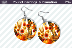 Thanksgiving Round Earrings | Pumpkin Floral Earring Product Image 1