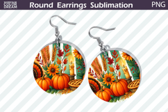 Thanksgiving Round Earrings | Pumpkin Floral Earring Product Image 1
